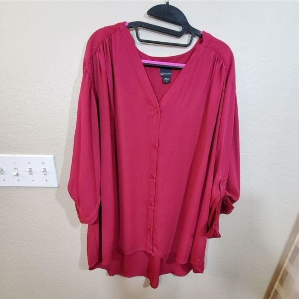 Covington fuchsia button down high low shirt‎